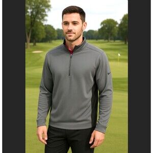 Nike Golf Gray Black Zip Pullover Dri-FIT Cover Up Men’s L Activewear 578673 EUC